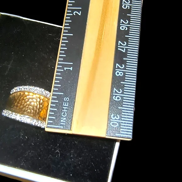 Joseph Esposito Chunky Two-tone Hammered CZ and Sterling Silver Ring - Picture 6 of 12